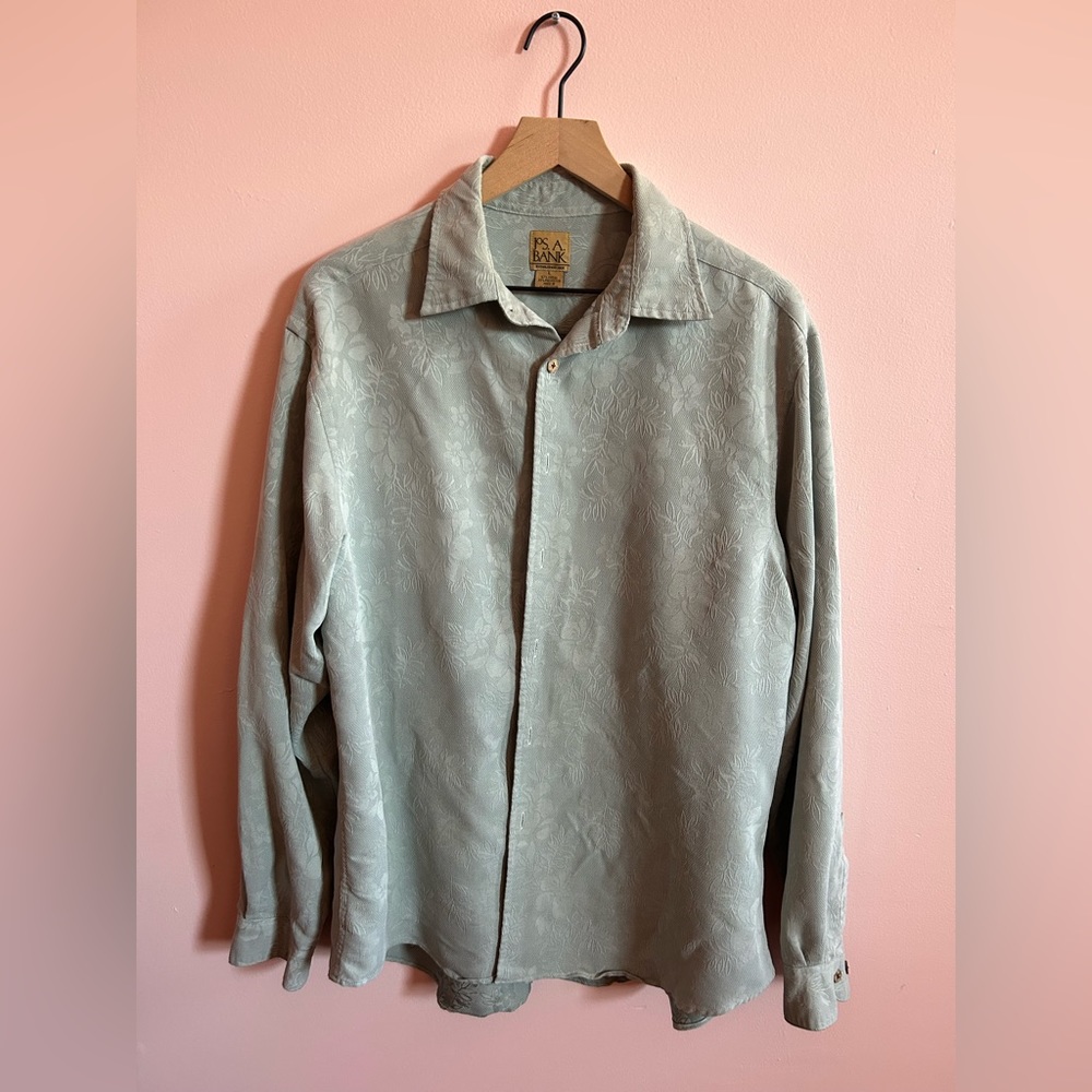 Soft green button down